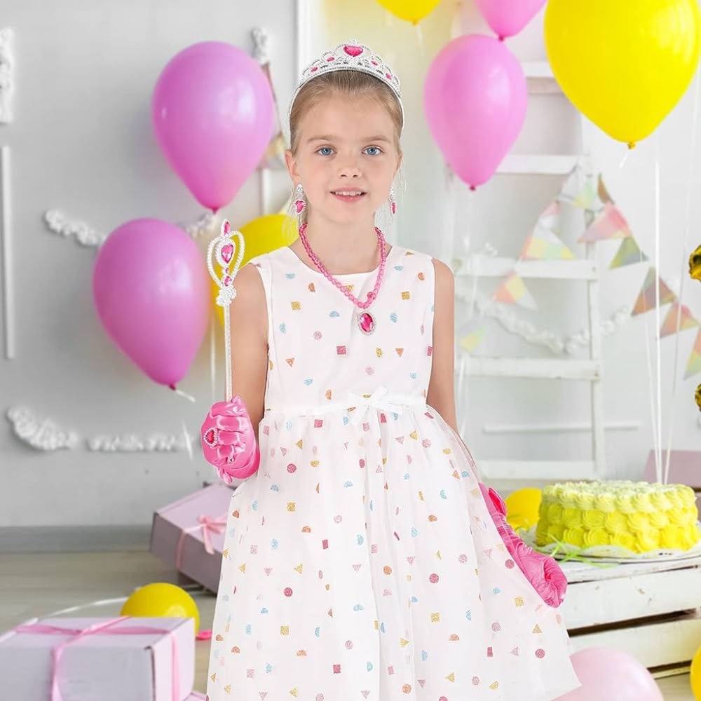NWOT Princess Dress Up Party Accessories for Girls Gloves Tiara Wand Jewelry Set